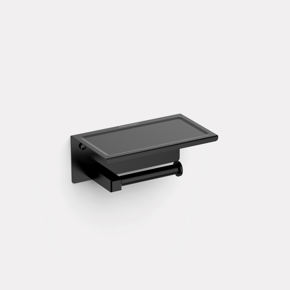 Concept Square Single Tissue Holder w/ Shelf (Matte Black)